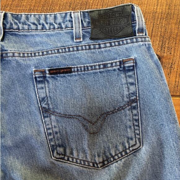 Harley Davidson Womens Bootcut Blue Denim Jeans 2007 Size 18 Regular FLAW - Picture 7 of 10